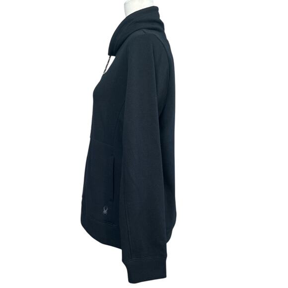 Spyder Women's Fur Lined Cowl Neck Pullover Sweatshirt Black Size Medium Mink - Picture 3 of 8